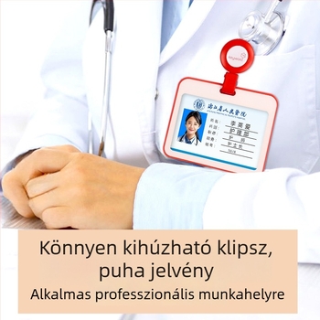 Orvosi dolgozói azonosító kártya teleszkópos csattal, kórházi ápoló kártyatartó, műanyag kártyatartó, azonosító dizájn