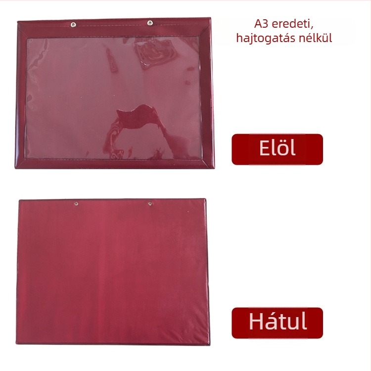 Bőr külső keret A3-as eredeti kereskedelmi engedélyhez, A4-es másolattal – három az egyben védőtok