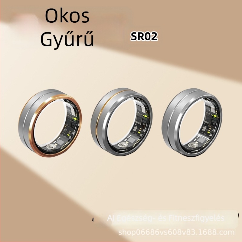 SR02 okos gyűrű sporthoz és fitneszhez, pulzus, véroxigénszint és alváskövetés, rozsdamentes acél, vízálló