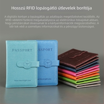 Hosszú útlevél-tok RFID-blokkolással utazáshoz