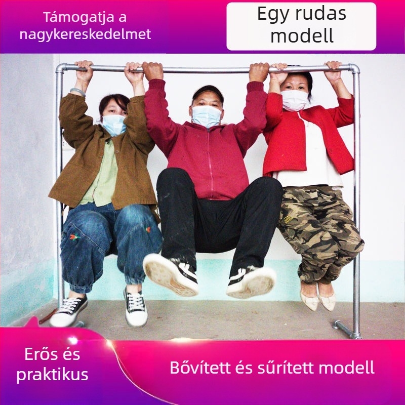 Padlón álló ruhaszárító állvány vállfa rúddal és galvanizált csővel, hálószobába