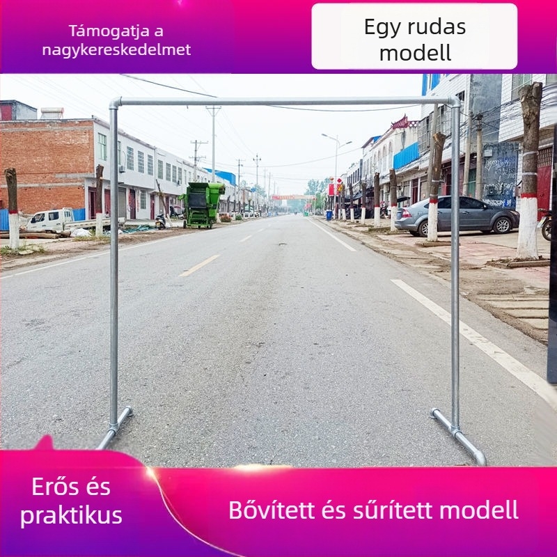 Padlón álló ruhaszárító állvány vállfa rúddal és galvanizált csővel, hálószobába