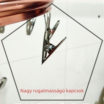 Családi használatra tervezett, többfunkciós kerek zokirtartó 17 kapoccsal, ruhák és fehérneműk szárításához, rozsdamentes acélból, szélvédett dizájn
