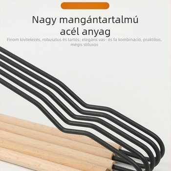 Skandináv stílusú ruhakasztó fém- és bükkfa kombinációval, széles vállú, fekete-fehér minimalist design, otthoni használatra