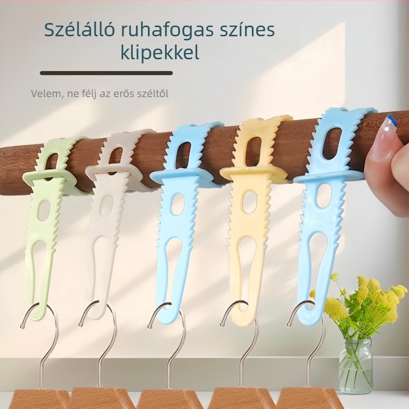 Szélálló ruhaszárító akasztó, állítható csattal, beltéri használatra, erkélyre és kültéri szárításra