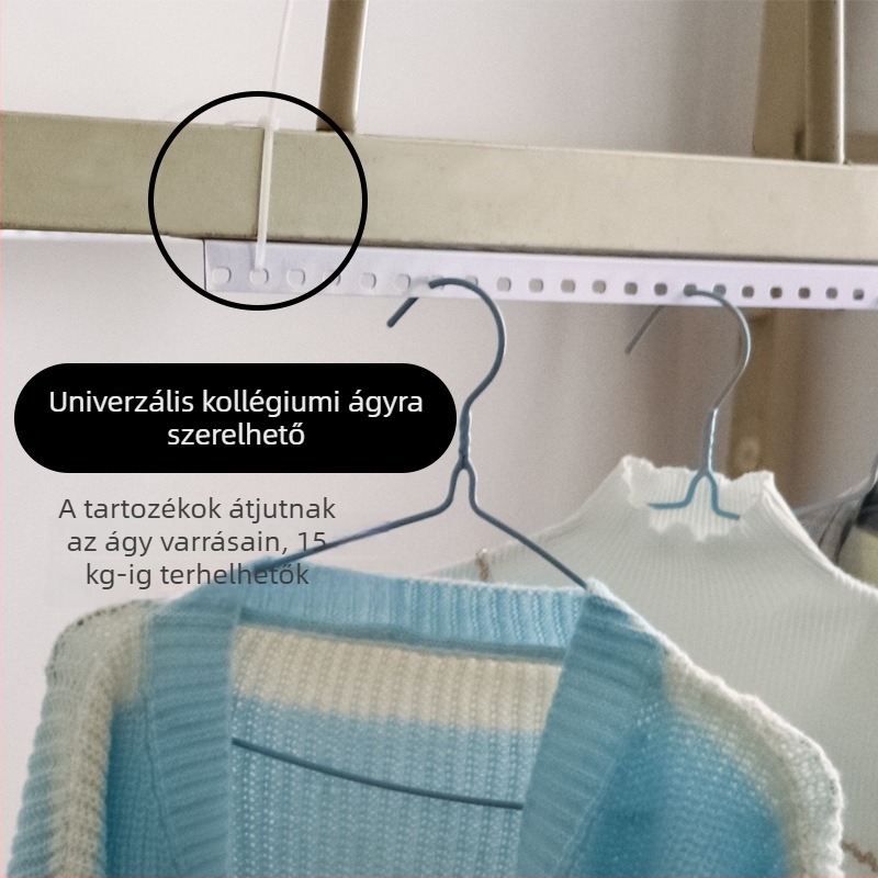 Ágy melletti vas ruhaszárító, perforált kialakítással, több mint három akasztóval