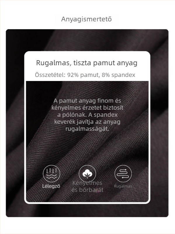 Fekete női U-nyakú rövid ujjú pamut felső, szoros szabás, nyári viselet