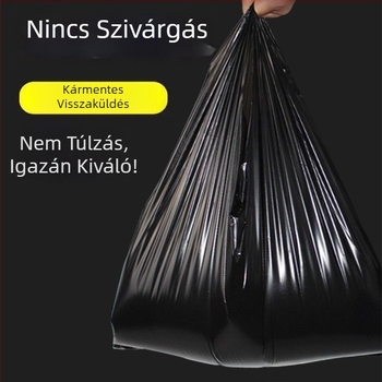 Sűrített fekete nagy szemeteszsák kézi használatra, otthonra, kollégiumba és a konyhába