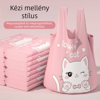 Nyomtatott, vastagított háztartási szemeteszsákok mellény-stílusú fogantyúkkal, nagy méretű konyhai műanyag zacskók, extra vastag húzózsinóros zárás