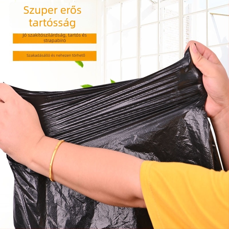 Erős, vastagított szemeteszsákok, hordozhatóak, otthoni és üzleti felhasználásra, nagy méret, nem biodegradálható PE/HDPE, 1800 darab kartononként