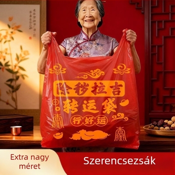 Vörös, vastag mellény-stílusú háztartási szemeteszsákok régi ruhák kidobásához