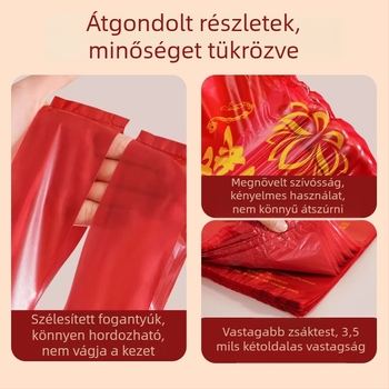 Vörös, vastag mellény-stílusú háztartási szemeteszsákok régi ruhák kidobásához