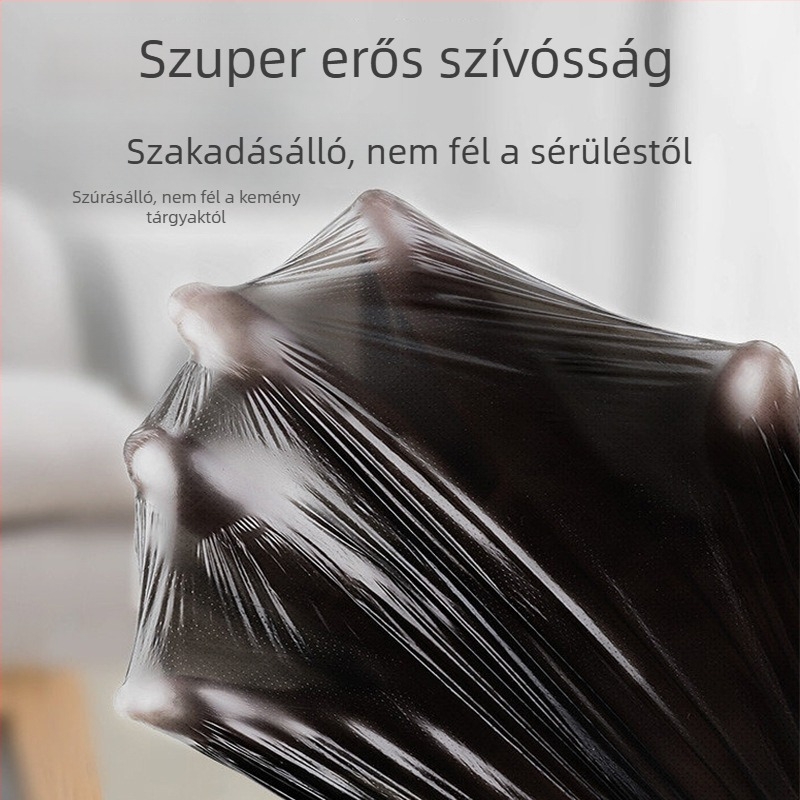 Fekete, fogantyús vastagított szemeteszsákok otthoni konyhai csomagoláshoz és tároláshoz