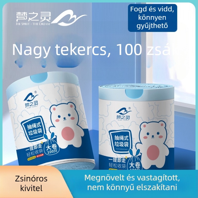 Dream Spirit szemeteszsákok, 100 db, vastagított, extra széles, húzózsinóros, egyszer használatos, otthoni használatra