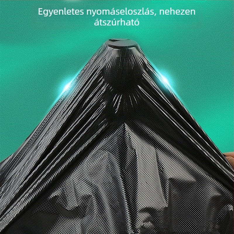 Fekete vastagított egyszer használatos szemeteszsákok mellény-stílusú fogantyúval, háztartási használatra, 100 darab