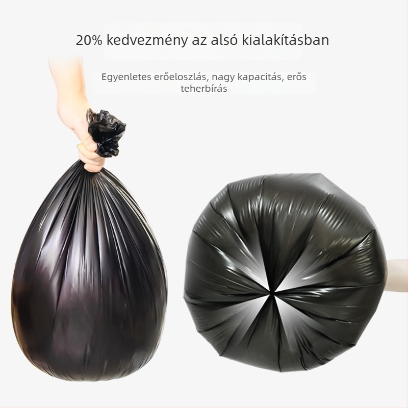 Huiyajie Fekete mag nélküli szemeteszsákok, 5 tekercs, 100 darab, konyhai lapos szájú zsákok, perforált tépésre