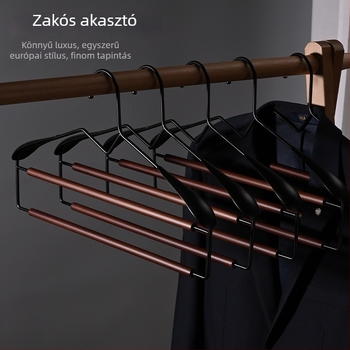 Szabadalmaztatott, kiváló minőségű vas-fa nadrágakasztó, nyomokat nem hagyó és csúszásmentes, otthoni használatra, öltönyök, nadrágok és sálak tárolására a szekrényben