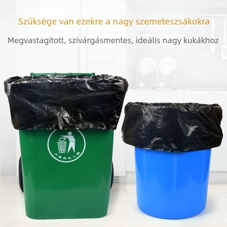 Camellia Kereskedelmi szemeteszsákok, nagyok, extra-nagyok, vastagok, fekete, szállodai tisztításra és kültéri cateringhez
