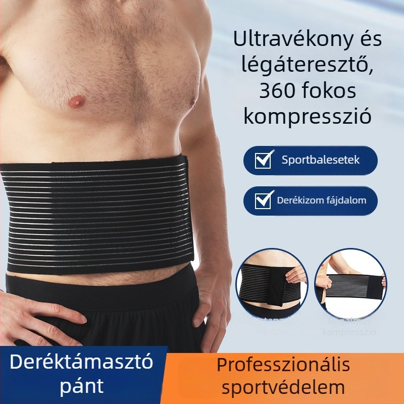Derék támaszöv, hasi öv, teljesen rugalmas, lélegző, ultra vékony, 17 cm széles derékrész, uniszex, tánchoz, edzéshez és sporthoz