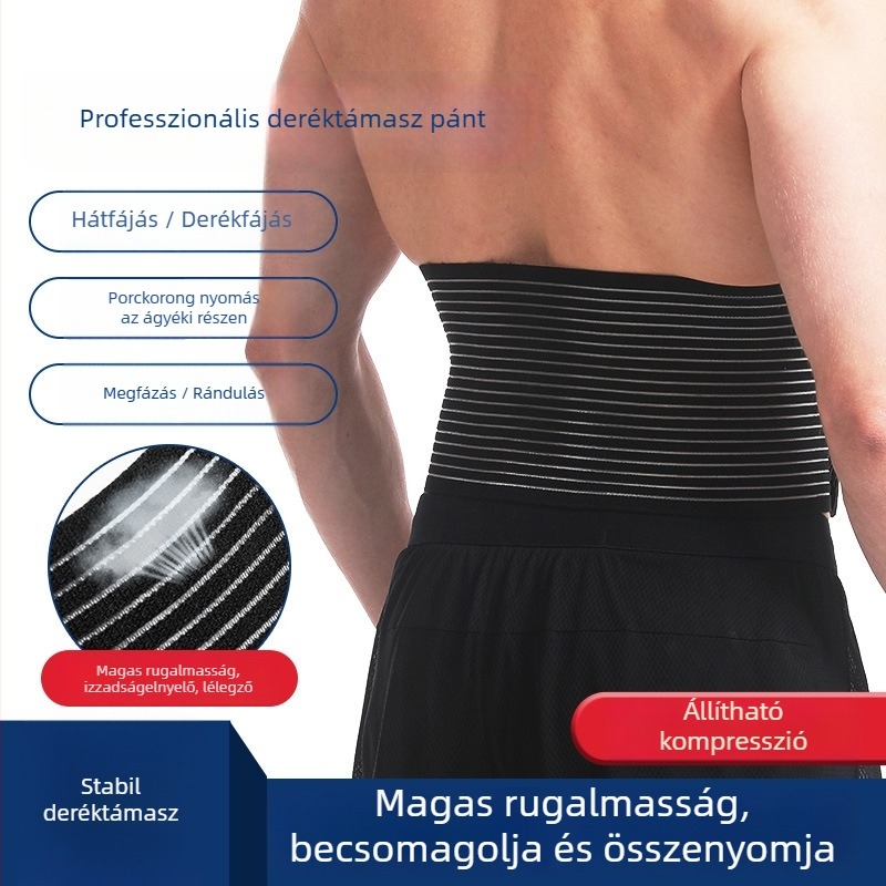 Derék támaszöv, hasi öv, teljesen rugalmas, lélegző, ultra vékony, 17 cm széles derékrész, uniszex, tánchoz, edzéshez és sporthoz