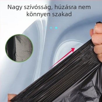Kis szemeteszsákok 50x60 cm, fekete vastagított műanyag zacskók lapos szájjal, háztartás, szállodák és ingatlankezelés számára