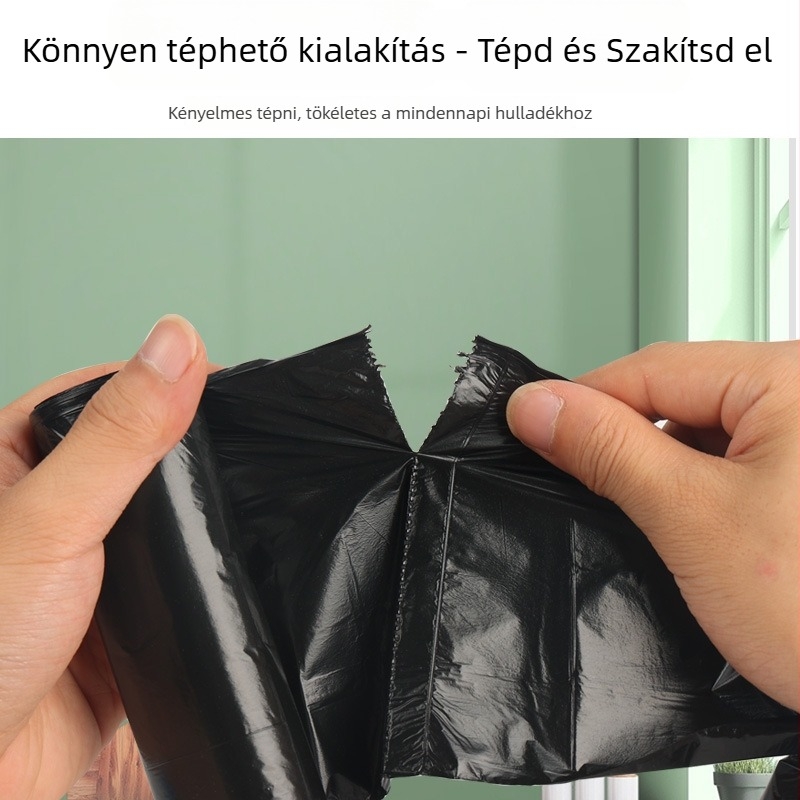 Kis szemeteszsákok 50x60 cm, fekete vastagított műanyag zacskók lapos szájjal, háztartás, szállodák és ingatlankezelés számára