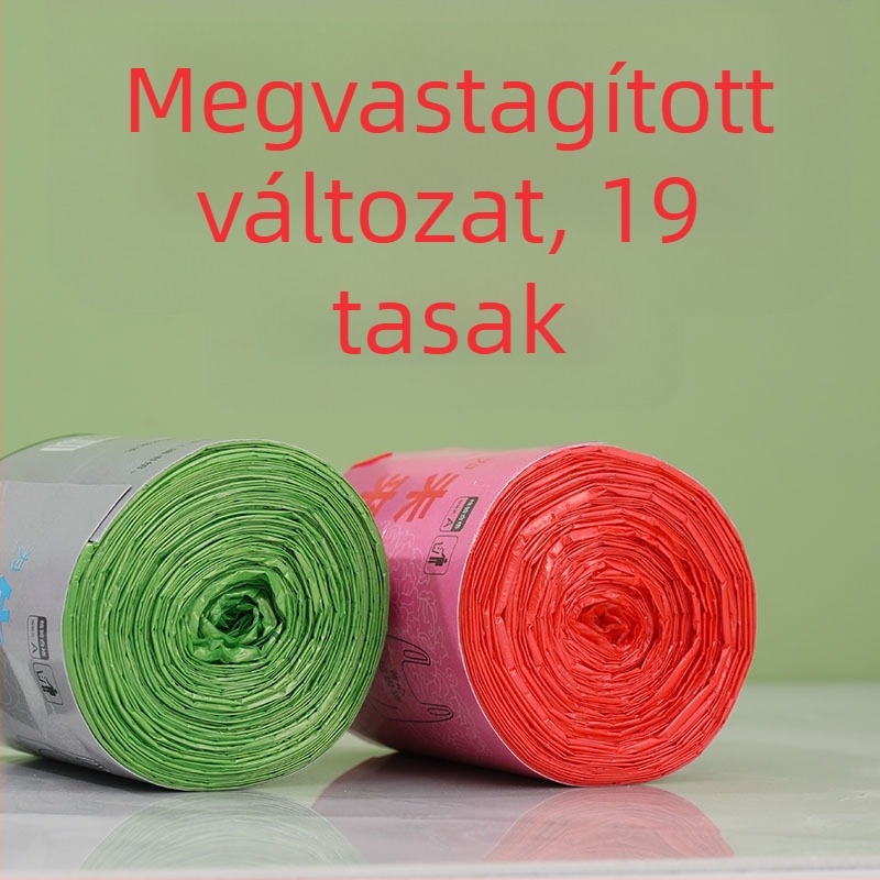 Vastagított háztartási szemeteszsákok mellény-stílusú, fogantyúkkal és sík nyílással, színesek, nagy méret