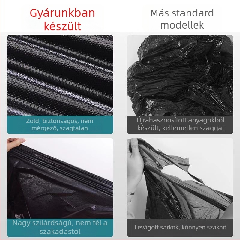 Nagy fekete, vastagított ipari szemeteszsák, egyszer használatos, szállodák, irodák és gyárak számára