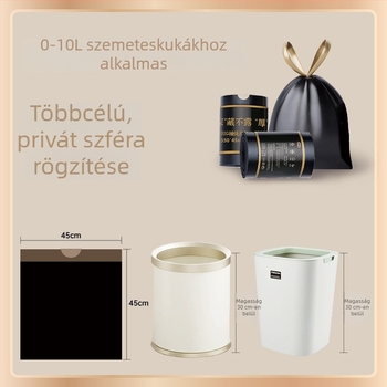 Fekete, átlátszatlan húzózsinóros szemeteszsákok, rendkívül vastagok és szivárgásmentesek