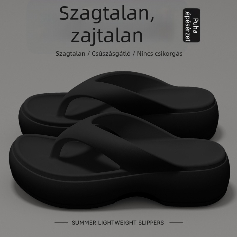 Női vastag talpú flip-flopok magasságot növelő dizájnnal, tavasz–nyár, EVA anyagú strandcipők mindennapi viselésre