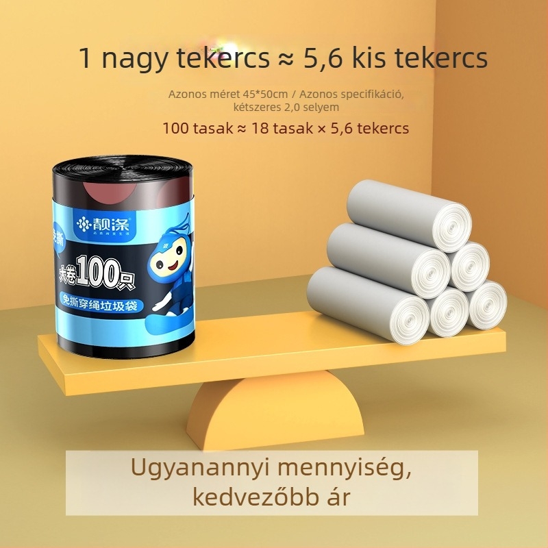 Fekete szemeteszsák húzózáras, vastagított polietilén, hordozható, nagy méretű, háztartási használatra