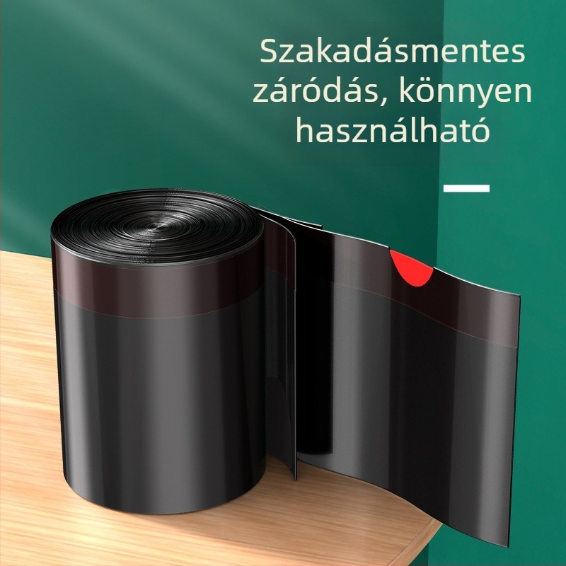 Fekete szemeteszsák húzózáras, vastagított polietilén, hordozható, nagy méretű, háztartási használatra