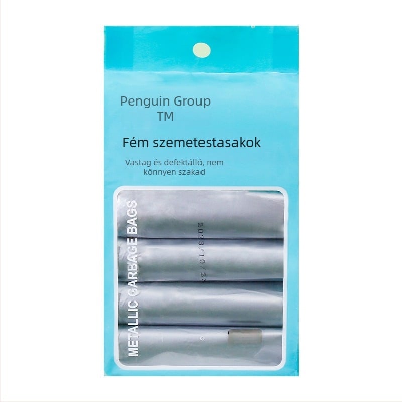Háztartási szemeteszsákok, lapos szájú, fémes színű, vastagított kivitel, 100 darab/csomag
