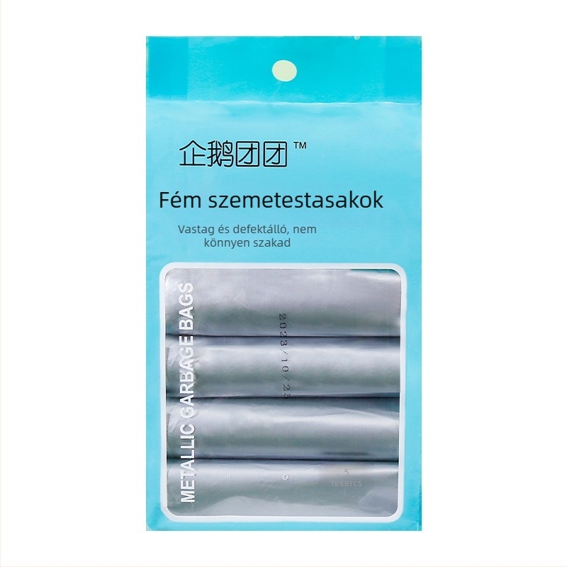 Háztartási szemeteszsákok, lapos szájú, fémes színű, vastagított kivitel, 100 darab/csomag