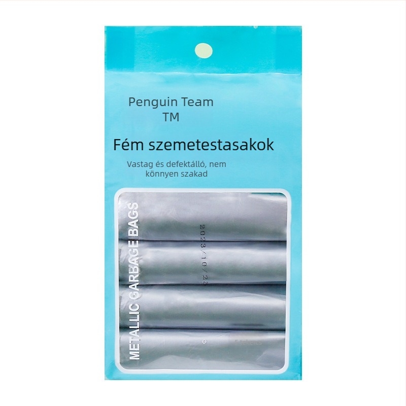 Háztartási szemeteszsákok, lapos szájú, fémes színű, vastagított kivitel, 100 darab/csomag