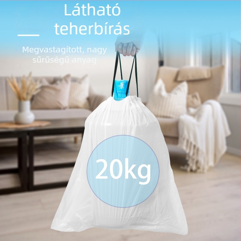 Extra vastag húzós szemeteszsákok, nagy méret, otthoni használat, catering és szállodai felhasználás, hordozható tárolás