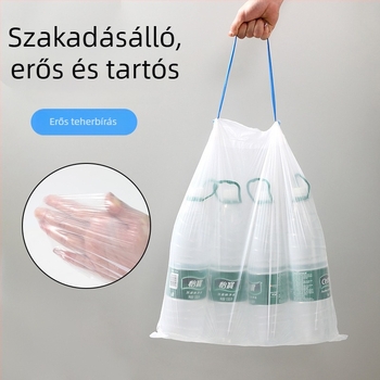 Extra-nagy, vastagított szemeteszsák húzózsinórral, háztartási használatra, konyhához és kollégiumi szállásra, műanyag