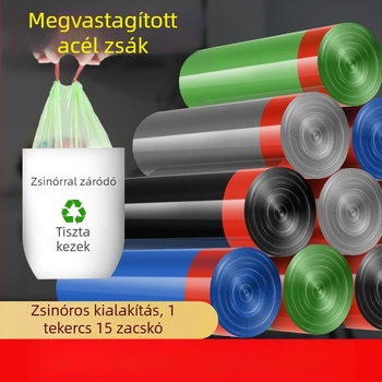 Háztartási szemeteszacskók húzózsinórral, hordozható és vastagított, megfizethető csomag a konyhai kukákhoz, közepes és nagy méret