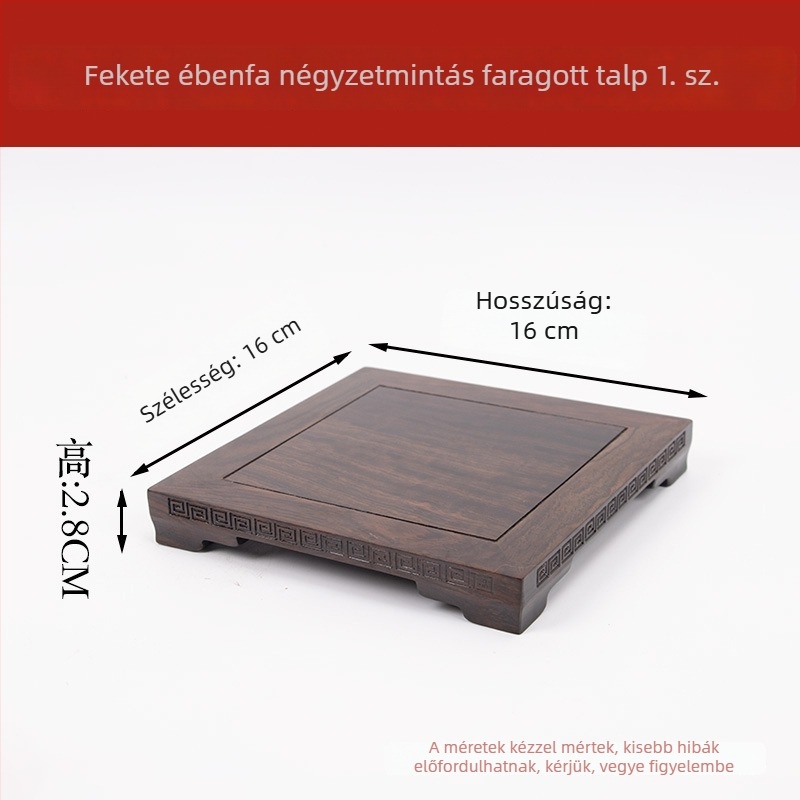 Négyszögletes tömörfa bemutatóalap füstölőhöz, teáskannához és bonsaihoz, Buddha/Guanyin szobor alapja.