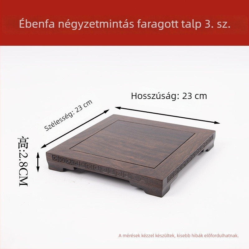 Négyszögletes tömörfa bemutatóalap füstölőhöz, teáskannához és bonsaihoz, Buddha/Guanyin szobor alapja.