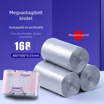 Ezüst színű, vastagított egyszer használatos szemeteszsákok, lapos nyílással, otthoni használatra, nagy méret, alkalmas konyhára, vendéglátásra és szállodákba