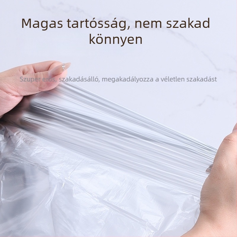 Ezüst színű, vastagított egyszer használatos szemeteszsákok, lapos nyílással, otthoni használatra, nagy méret, alkalmas konyhára, vendéglátásra és szállodákba