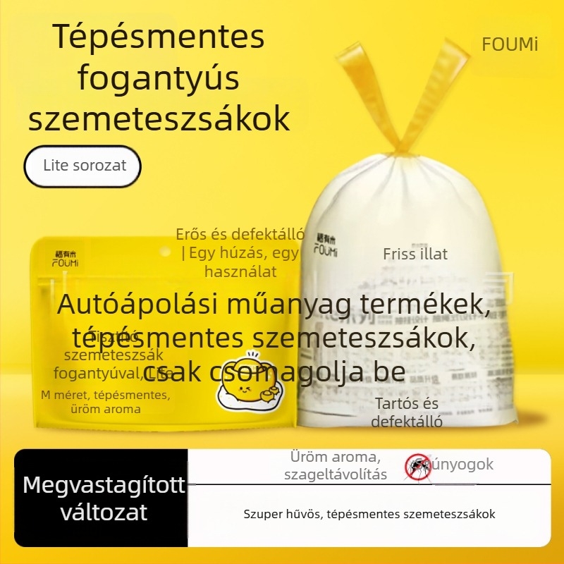 Fu you mi antibakteriális szemeteszsák mugwort illatú, húzózsinóros, vastagított, nagy méretű, otthonra, a kollégiumba és a konyhába