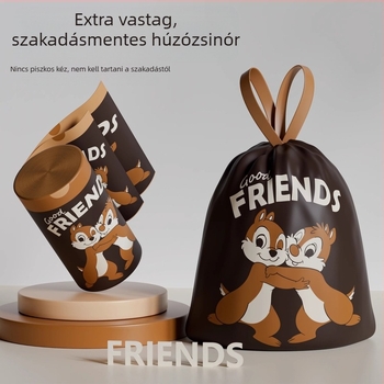 Otthoni használatra szánt extravastag, szakadásálló szemeteszsák kötőzsinórral, kézi hordozásra, extrán nagy méretű, konyhai hulladéknak