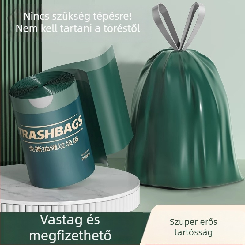 Háztartási kötős szemeteszsákok, extrán vastagok, nagy méretűek, egyszer használatos