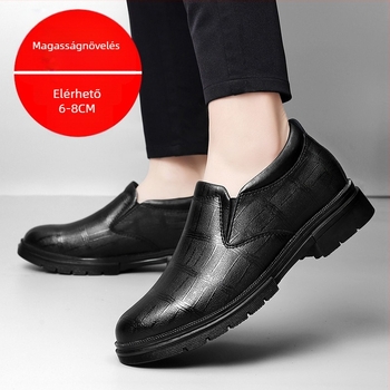 Férfi bőrcipő 8 cm rejtett emeléssel, üzleti és szabadidő stílusú, slip-on
