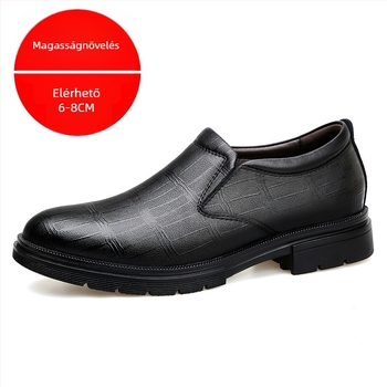 Férfi bőrcipő 8 cm rejtett emeléssel, üzleti és szabadidő stílusú, slip-on