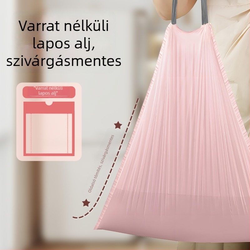 Szemeteszsák húzózsinórral, virágos illattal, konyhára és kollégiumi használatra, műanyag