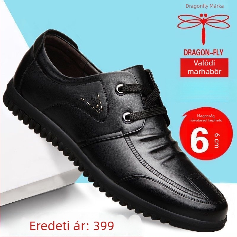 Dragonfly Márka férfi valódi bőrből készült cipő, brogues stílusú, hétköznapi-irodai, magasságot növelő talpbetéttel