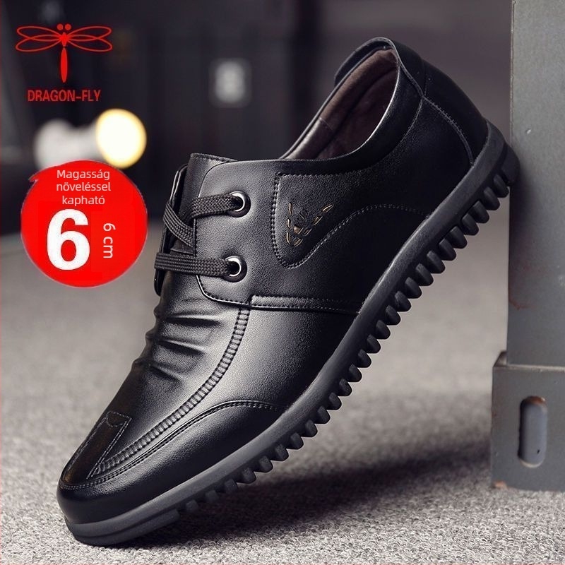 Dragonfly Márka férfi valódi bőrből készült cipő, brogues stílusú, hétköznapi-irodai, magasságot növelő talpbetéttel